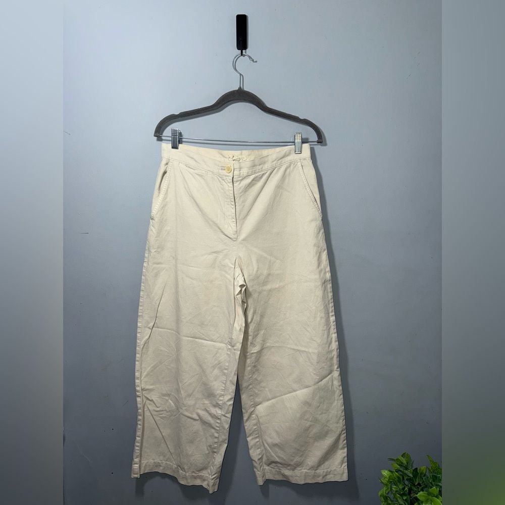 Eileen Fisher Women’s Wide Leg High Rise Organic Cropped cotton Pants size 6 EUC